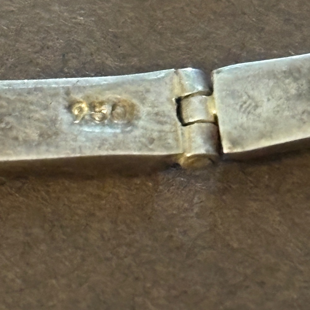 Modern 950 Silver Opal Inlay Bar Earrings - Picture 4 of 5